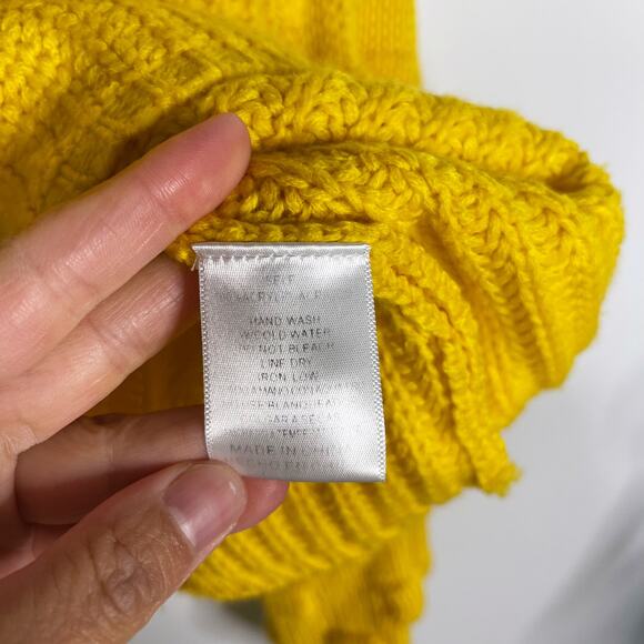 &merci Womens Small S Yellow Textured Chunky Knit Sweater Crew Neck Oversized - Picture 6 of 8